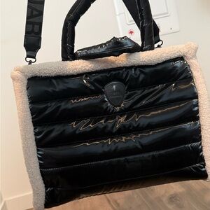 Pajar Black and Cream Puffer Tote